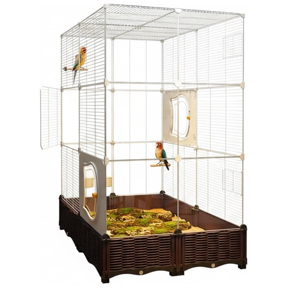 Flight Bird Cage, Birdcage Bird Villa Pull Out Raised Bottom Tray Transparent Front Window Climbable Horizontal Wire Mesh Birdcage