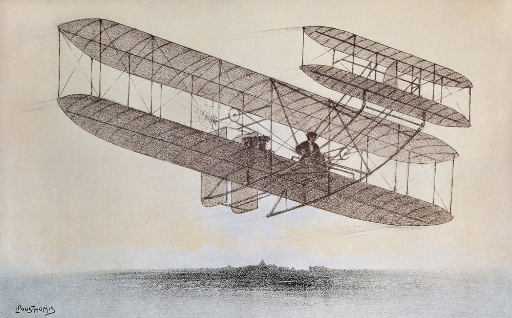 Flight Carried Out By One Of The Wright Brothers Plane Models Canvas Art - (36 x 24)