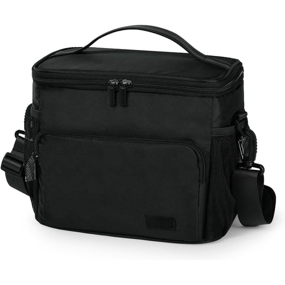 Flight Crew Lunch Bag with Luggage Trolley Sleeve - Professional Insulated Cooler Bag for Flight Attendants & Pilots, Leakproof Lunch Box with Reinforced Structure for Travel & Work, Black