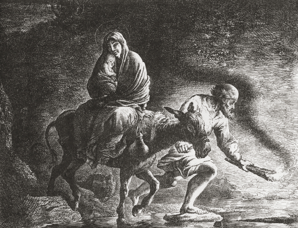 The Flight To Egypt After The Painting By Christian Wilhelm Ernst Dietrich From Histoire Des Peintres -Cole Allemande Published 1875 Canvas Art - Ken Welsh Design Pics (16 x 12)
