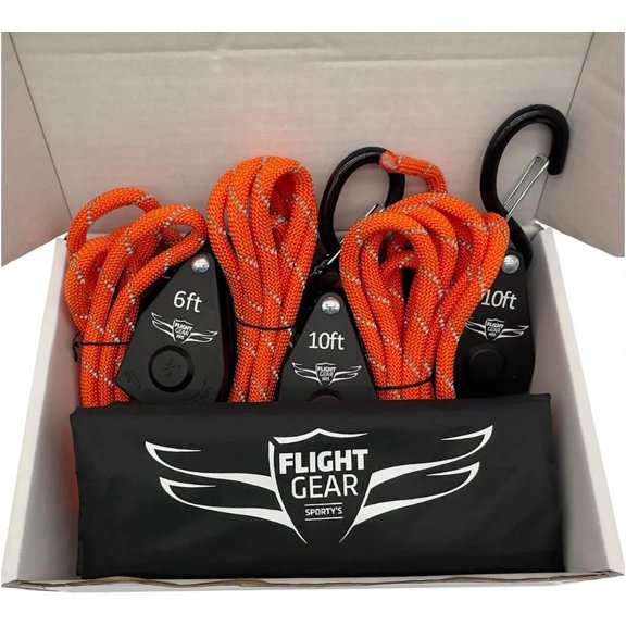 Flight Gear Aircraft Tie-Down Kit, Orange Rope & Attachment Hooks$$Tools & Hardware Other