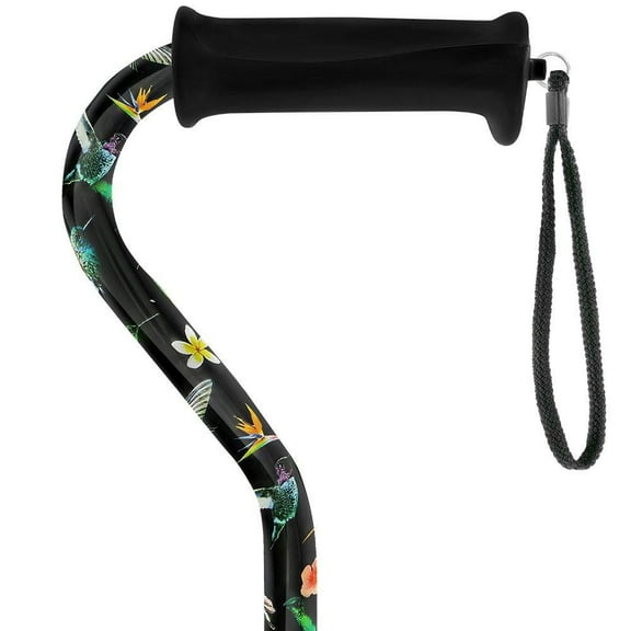 Flight of the Hummingbird Adjustable Cane - Comfort Grip Offset, Lightweight Aluminum Walking Stick for Men and Women, Stylish Floral & Hummingbird Design