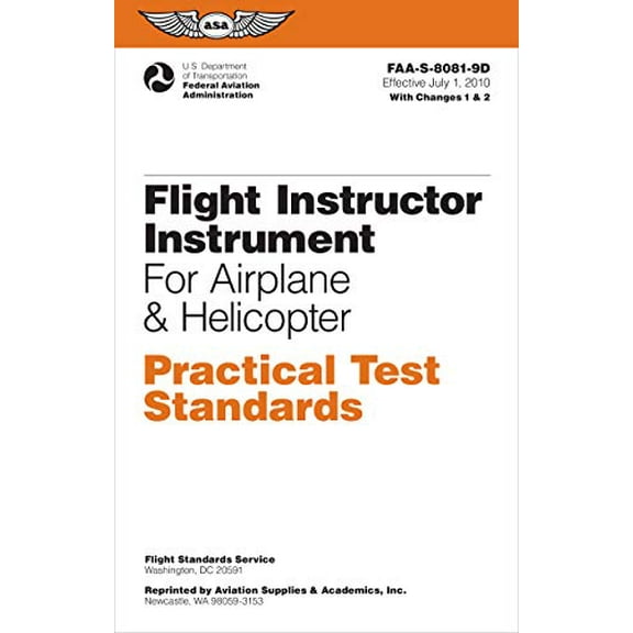 Pre-Owned Flight Instructor Instrument Practical Test Standards for Airplane & Helicopter (2024): Faa-S-8081-9d (Paperback) 1560277807 9781560277804