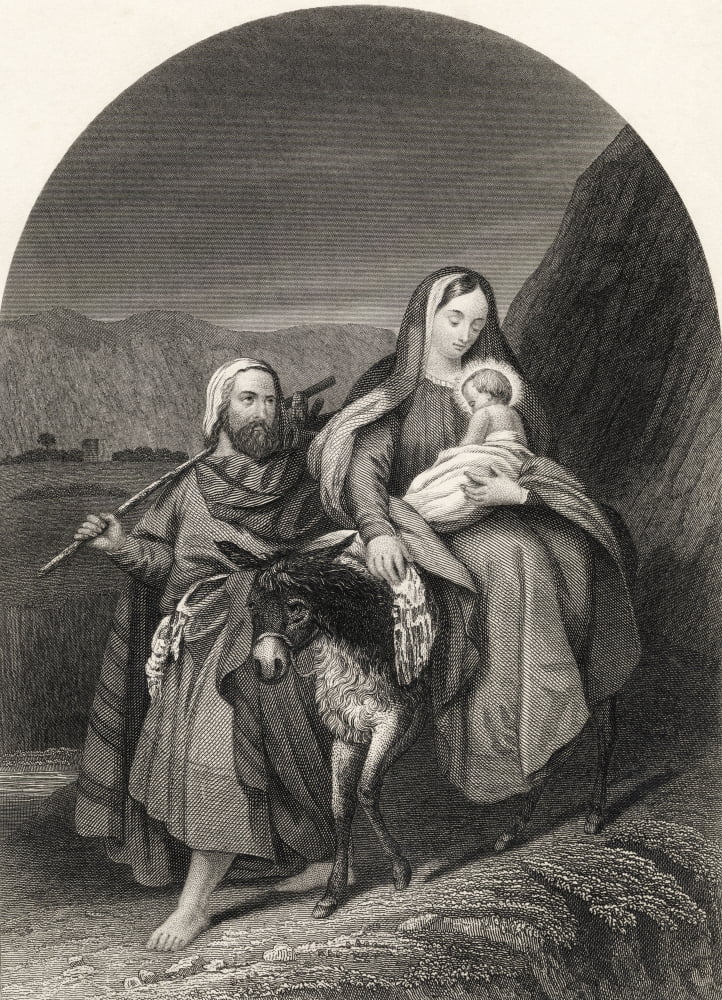 Flight Into Egypt From The National Illustrated Family Bible Published C1870 Canvas Art - Ken Welsh Design Pics (12 x 17)