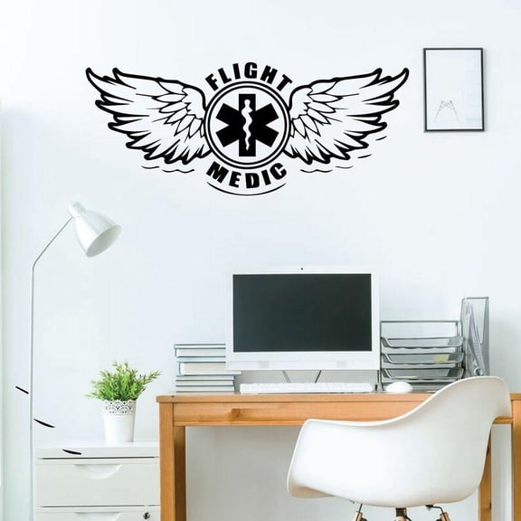 Flight Medic Wall Decal Sign Art Door Window Vinyl Stickers Teens Bedroom Office Man Cave Interior Decor Wings Wallpaper 57x23cm