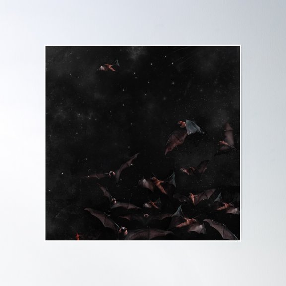 Flight Of Bats Poster Wall Art, Modern Wall Decor, 16x16 UNFRAMED