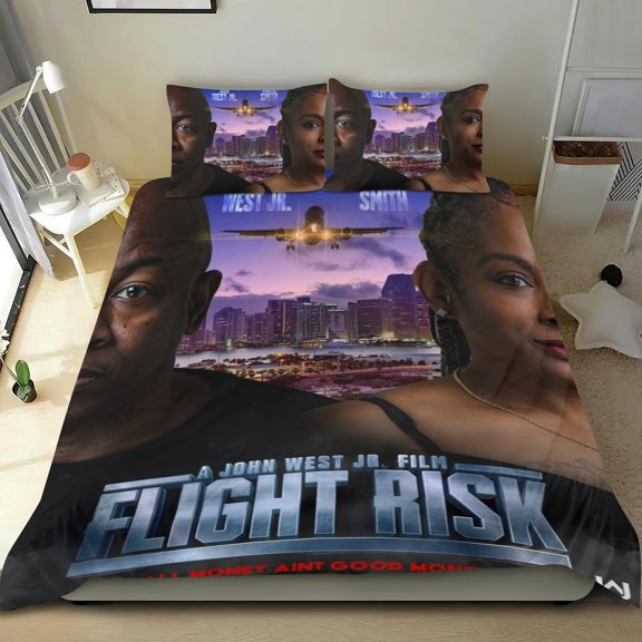 Flight Risk Themed Bed Sheet Set Three Piece Set 53x79 In ches Comfortable And Skin Friendly Unique Design Creating A Star Studded Night Home Decor Gifts For Family Friends fans