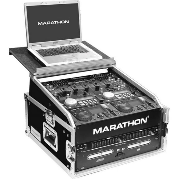 Marathon Flight Road Case MA-M2ULT Combo Case with Laptop Shelf - 18" Depth - External Dimensions 16.0" Height x 22.0" Width x 26.0" Depth - Rubber, Plywood, Foam, Vinyl - Black, Chrome