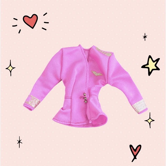 Flight Time doll Jacket 1989 LOL OMG Clone Bratz pink top blouse shirt VTG