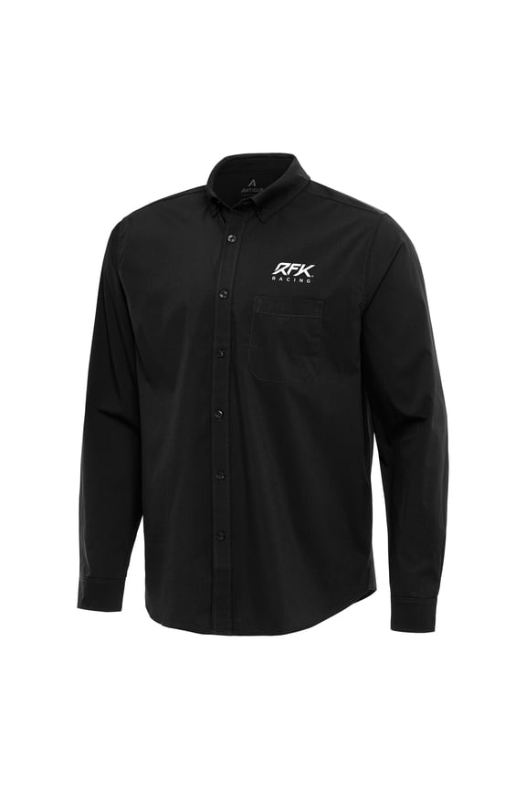 Flight Woven Tri-Blend Long Sleeve Button-Down Shirt-Antigua Black Roush Fenway Keselowski Racing