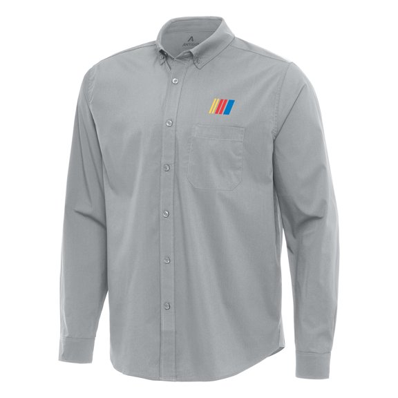 Flight Woven Tri-Blend Long Sleeve Button-Down Shirt-Antigua Gray
