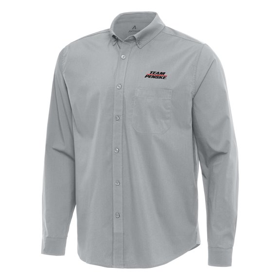 Flight Woven Tri-Blend Long Sleeve Button-Down Shirt-Antigua Gray