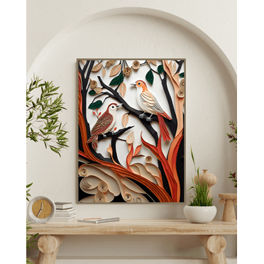 Flight of Colors - Quilled Birds Canvas Wall Art