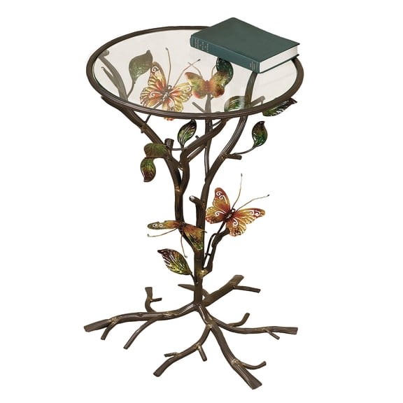 Flight of the Butterfly Round Accent Table Bronze 18”Dia.x23”H