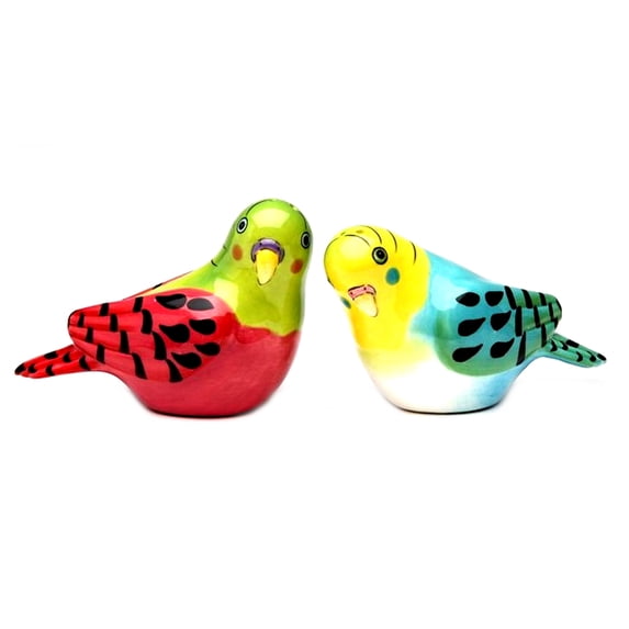 Flights Of Fancy: Pink And Blue Parakeet Salt & Pepper ShakerBy Babs