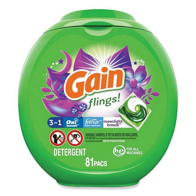 Flings Detergent Pods, Moonlight Breeze, 81 Pods/Pack Flings Detergent Pods, Moonlight Breeze, 81 Pods/Pack