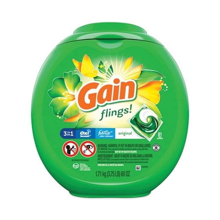 Flings Detergent Pods, Orginal, 81 Pods/Tub | Bundle of 5 Each