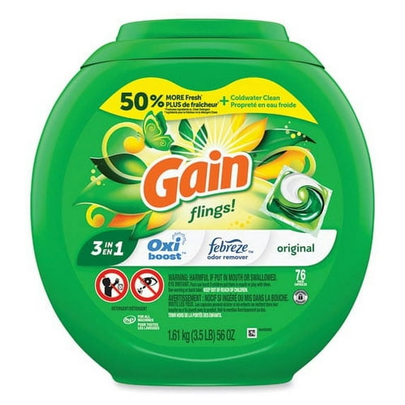 Flings Detergent Pods, Original, 76 Pods/Tub | Bundle of 2 Packs