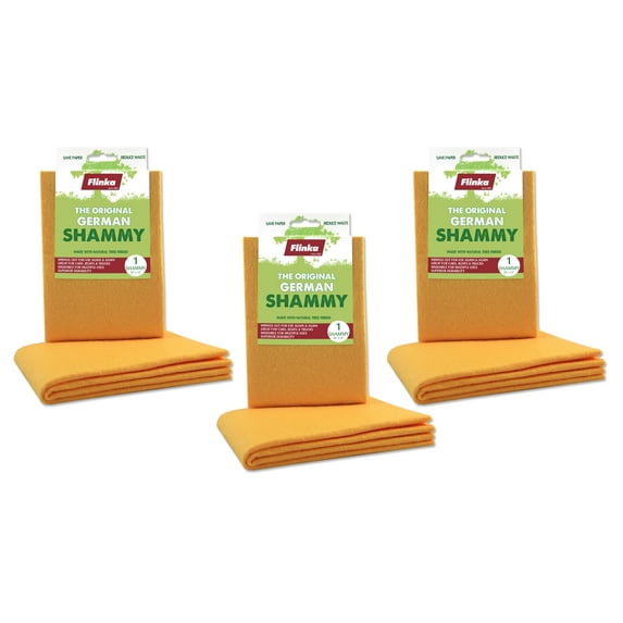 Flinka The Original Reusable German Shammy Towel - Wood, Household, Bathroom - Natural Viscose Sponge Cloth - All Purpose - 3 Pack