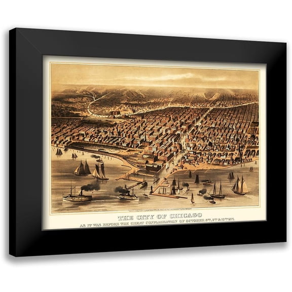 Flint 14x11 Black Modern Framed Museum Art Print Titled - Chicago Illinois - Flint 1872