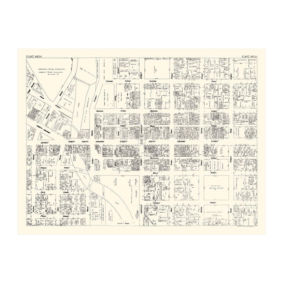 Flint Art, 1929 Vintage Map of Downtown Flint Michigan, MI History Wall Decor Gift, Old Flint Map - 24" x 18" Unframed Print