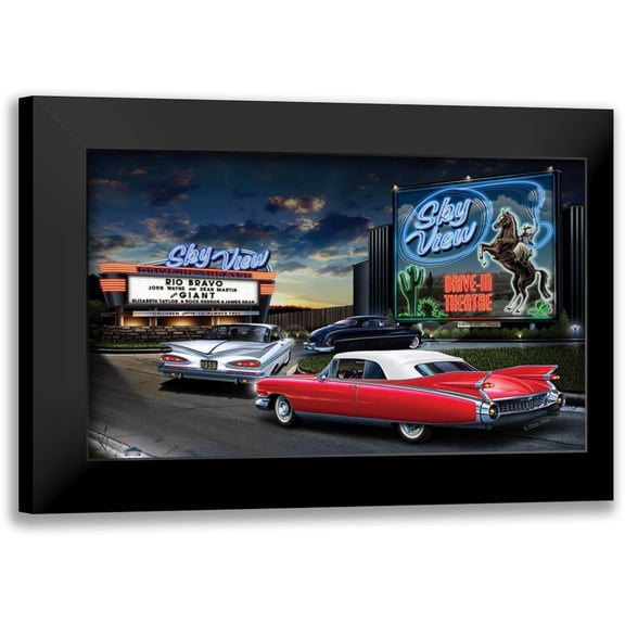 Flint, Helen 14x10 Black Modern Framed Museum Art Print Titled - Skyview Drive In