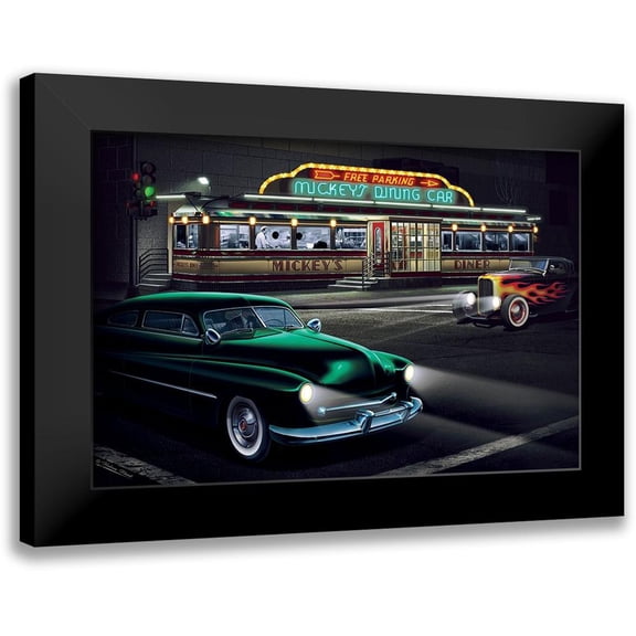 Flint, Helen 14x11 Black Modern Framed Museum Art Print Titled - Diners and Cars II