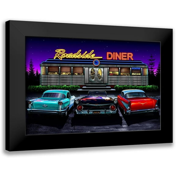Flint, Helen 14x11 Black Modern Framed Museum Art Print Titled - Diners and Cars VIII