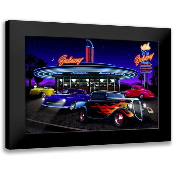 Flint, Helen 14x11 Black Modern Framed Museum Art Print Titled - Diners and Cars VII
