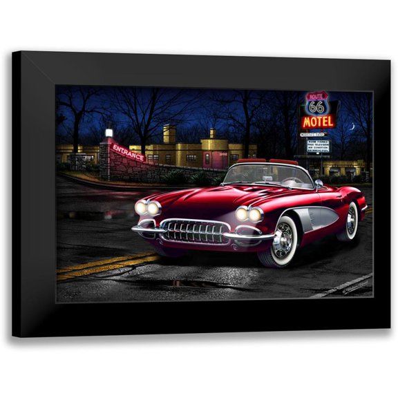 Flint, Helen 14x11 Black Modern Framed Museum Art Print Titled - Red Vette 66