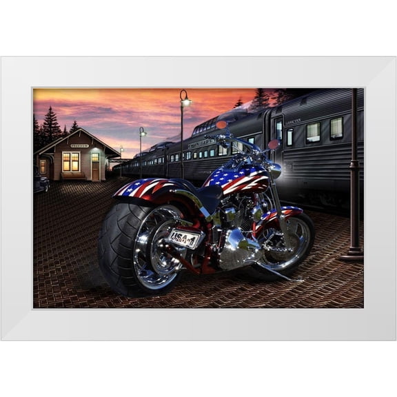 Flint, Helen 14x11 White Modern Wood Framed Museum Art Print Titled - Custom Bike Sunset