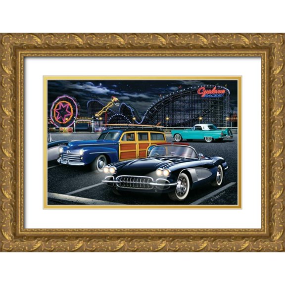 Flint, Helen 24x17 Gold Ornate Wood Framed with Double Matting Museum Art Print Titled - Cyclone Racer