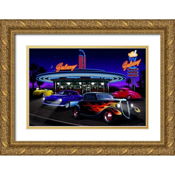 Flint, Helen 24x17 Gold Ornate Wood Framed with Double Matting Museum Art Print Titled - Galaxy Diner