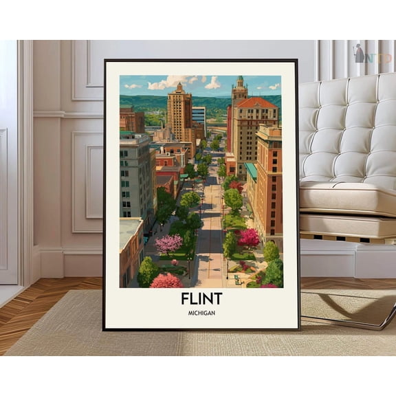 Flint Michigan City Map Poster Unframed Paper Print