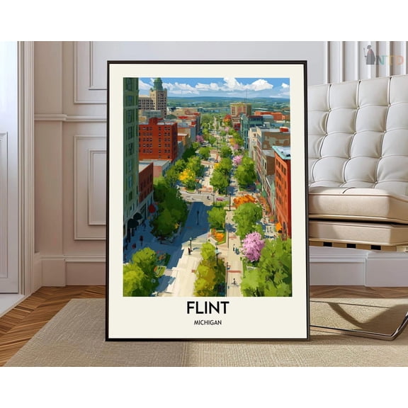 Flint Michigan Skyline Poster Unframed Paper Print