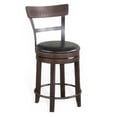 thumbnail image 1 of Flint Swivel Counter Stool Chair Set of 2, Black Faux Leather, Brown, 1 of 7