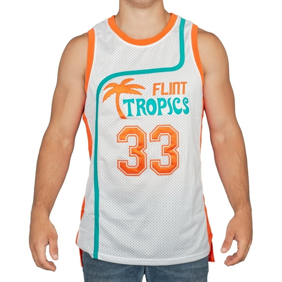 Flint Tropics Basketball Jersey #33 Adult Halloween Deluxe Costume (Small)