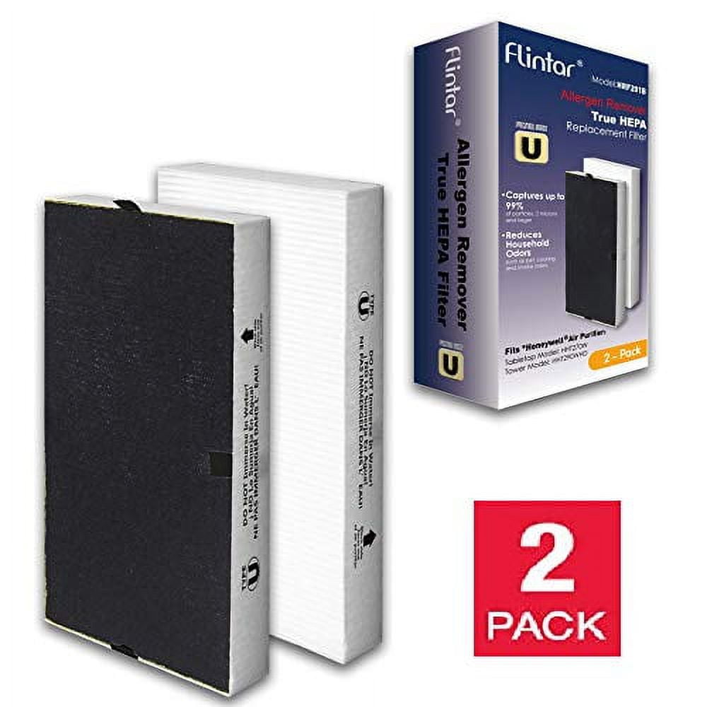 Flintar 2 Packs of Dual Action True HEPA Replacement Filter U