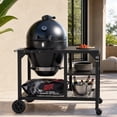thumbnail image 1 of Flintex 22" Kamado Charcoal Grill & Smoker, Egg-Style Grill with Cast Iron Grates, Prep Table and Storage Cart for Outdoor BBQ, 1 of 9