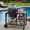thumbnail image 1 of Flintex 22" Kamado Charcoal Grill & Smoker, Egg-Style Grill with Cast Iron Grates, Prep Table and Storage Cart for Outdoor BBQ, 1 of 9