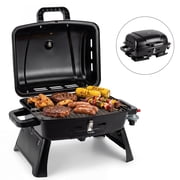 Flintex Portable Propane Gas BBQ Grill with Folding Legs & Locking Lid, Hassle-Free Setup Compact Tabletop Travel Grill for Camping, Tailgating & Patio