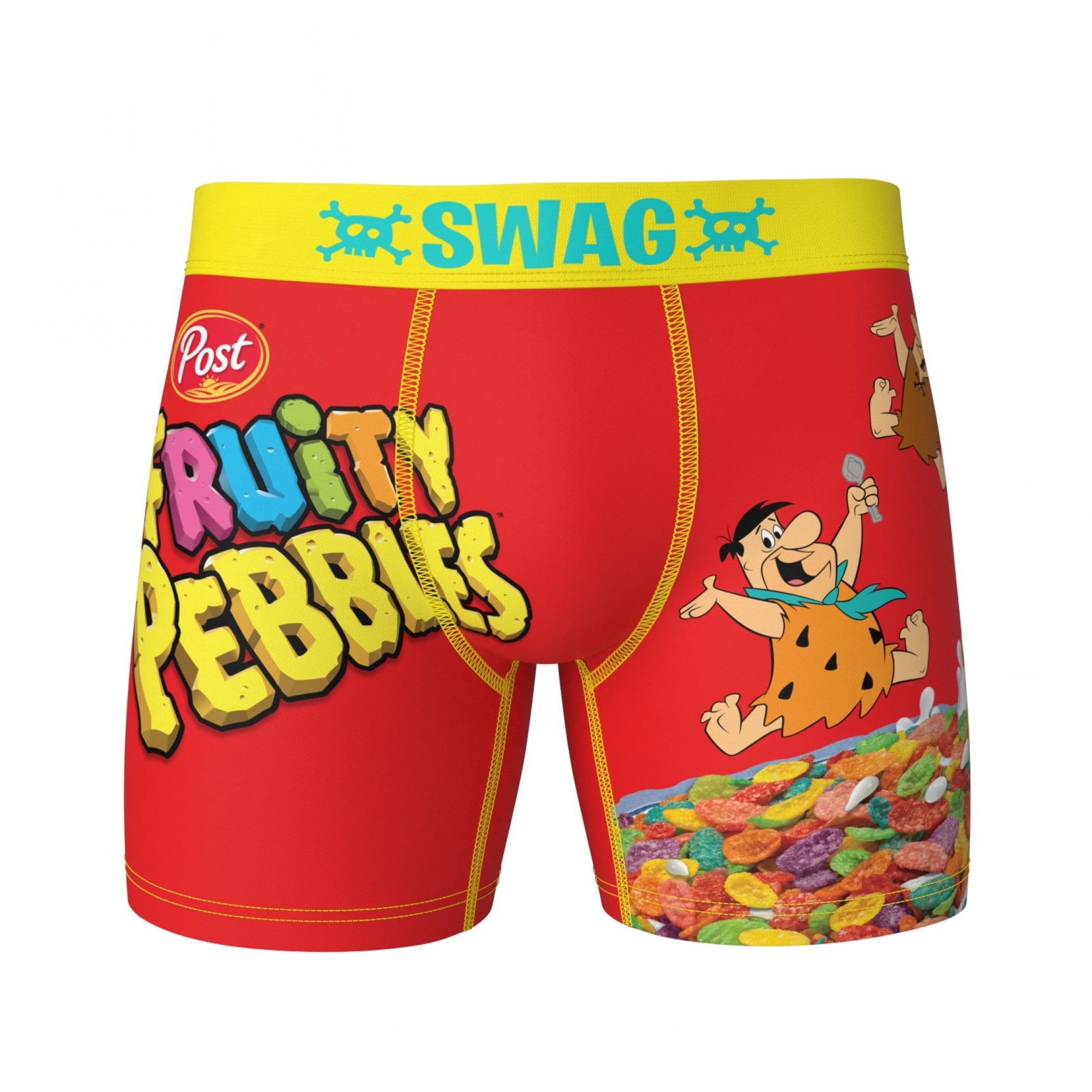 Flintstones Men's Box Style Elastic Waistband Polyester Boxer Briefs ...