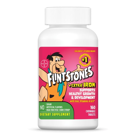Flintstones Chewable Kids Vitamins + Extra Iron, with Vitamin D, 160 Count