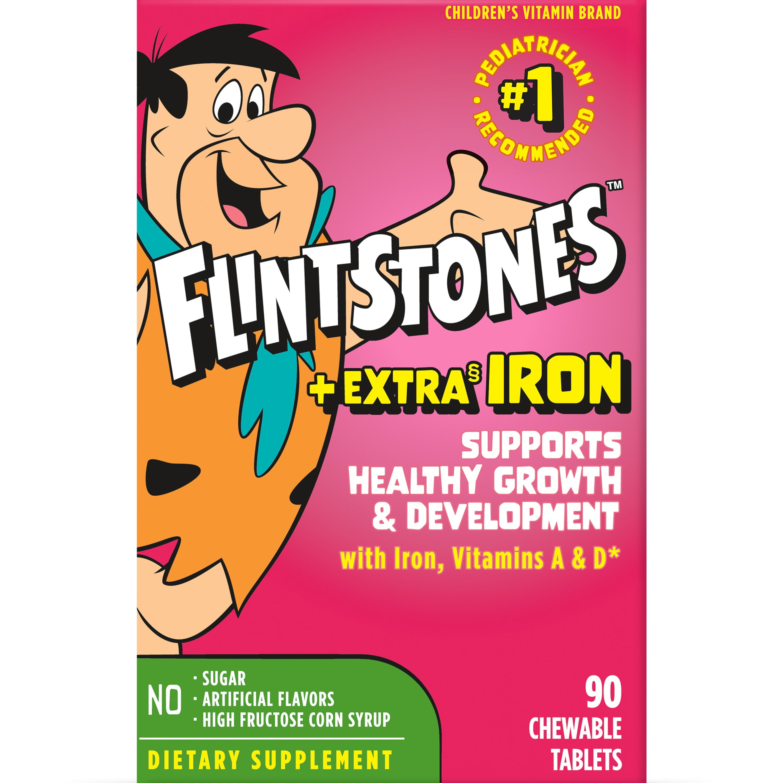 Flintstones Chewable Kids Vitamins w Iron, Multivitamin for Kids, 90 Ct