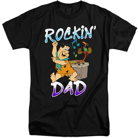 Flintstones Rockin' Dad Unisex Adult Tall T Shirt,Black, X-Large