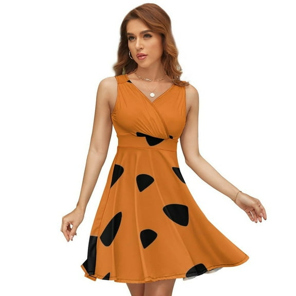 Flintstones Texture Sleeveless Dress Women Summer Evening Dresses Ladies Sundress