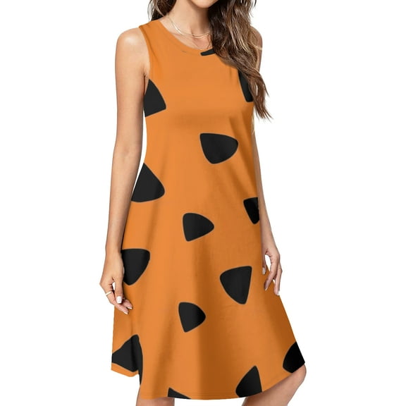 Flintstones Texture Spring Summer Dresses for Women Fashion T-shirt Dress Casual Sleeveless Loose Sundress with Pockets