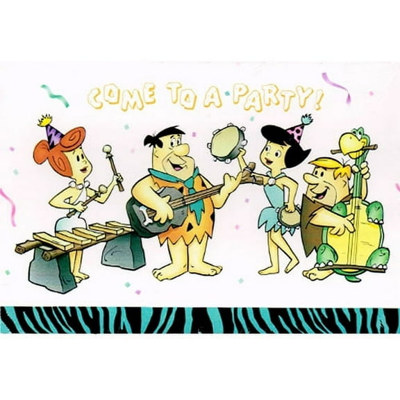 Flintstones Vintage 1990 Animal Print Invitations, 8 Count