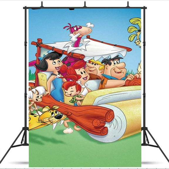 Flintstones school Banner Backdrop Background Taspestry Wall Decor Birthday Party Supplies Poster Fans