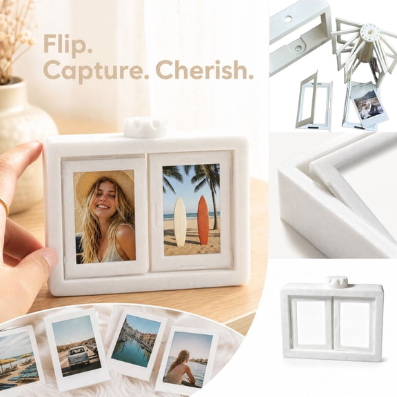 Flip 3D Photo Frame for Instax Mini, Multi-Page Picture Display Stand, Eco-Friendly Hardboard Desktop Decor, Unique Gift for Couples Fans